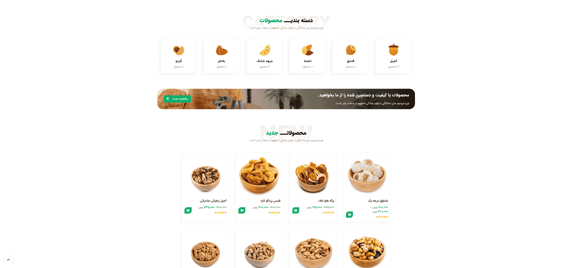 طراحی سایت فروشگاهی آجیل و خشکبار